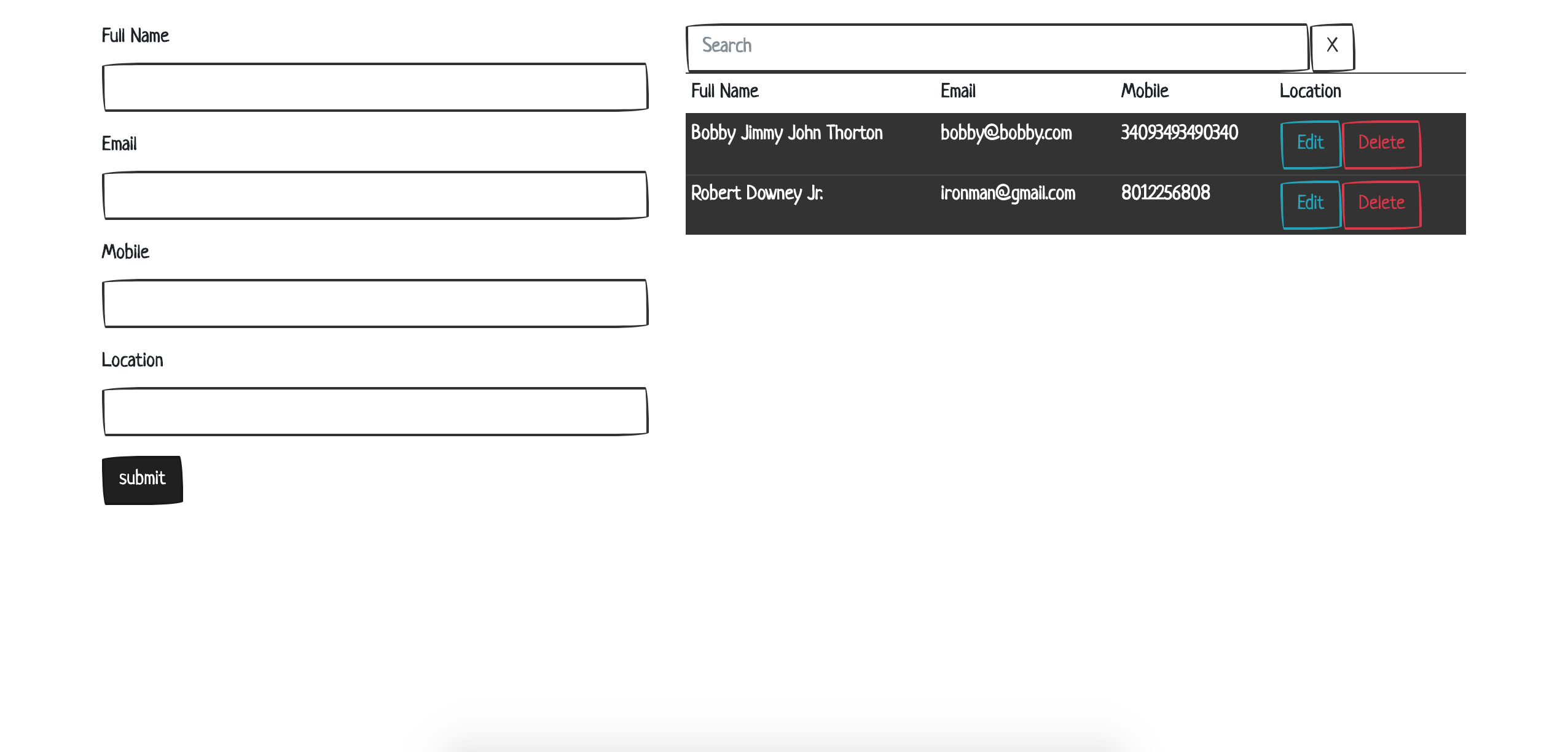 CRUD DB screenshot